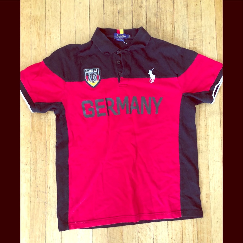 Polo by Ralph Lauren Red and Black "Germany" Polo Shirt